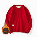 Men's Warm Fleece Sweatshirt - Solid Color Pullover Sweater