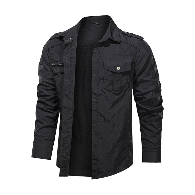 Men Shirt Outwear Military Thin Long Sleeve Shirts Quick-dry Solid Casual Fit Men Shirt - Minihomy