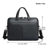 Men's Leather Briefcase, Large Capacity 17-inch Laptop Bag, Cowhide Handbag - Minihomy