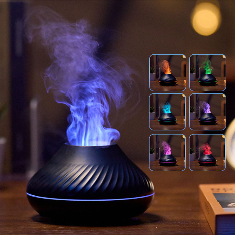 Drop Shipping RGB 130ML Flame Humidifier Diffuser Aroma Essential Oil Fire Flame Aroma Diffuser - Minihomy