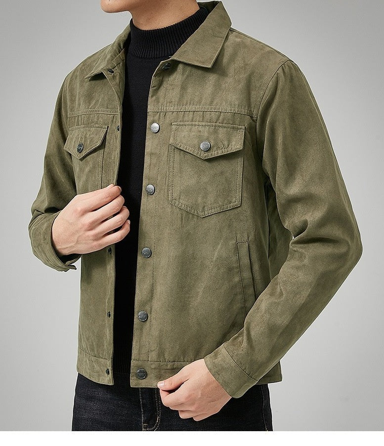 Men's Casual Suede Brushed Fabric Youth British Style Jacket - Minihomy