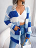 Plaid Sweater Women Casual Lantern Sleeves Cardigan Jacket Outerwear Clothes - Minihomy