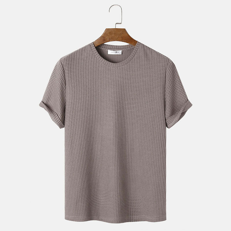 Men Summer Solid Color Round Neck Basic T-Shirts - Minihomy