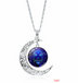 12 constellation time gemstone half moon pendant necklace - Minihomy