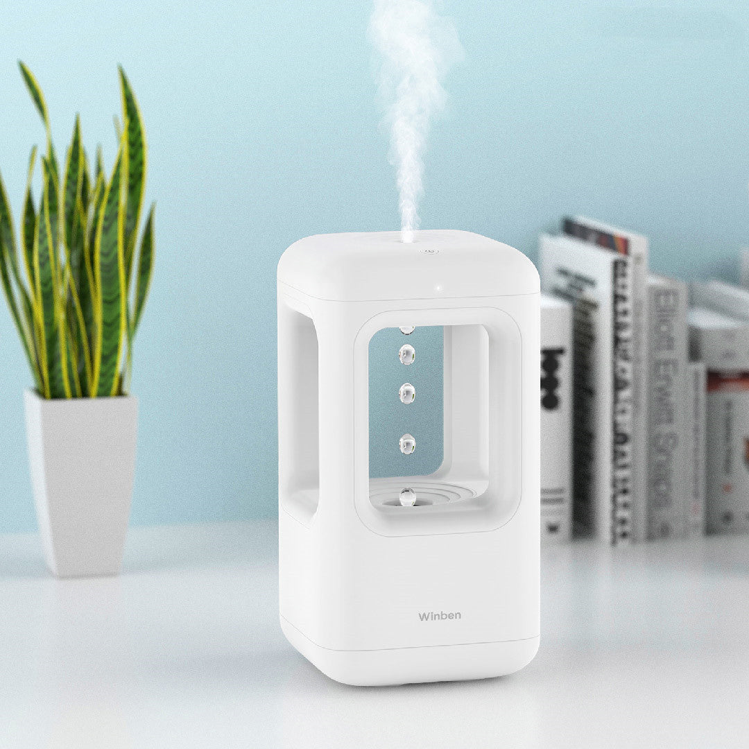 Air Humidifier - Quiet Bedroom Anti-Gravity Water Drop Humidifier with Atmosphere Light - Minihomy