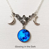 Triple Moon Silver Necklace