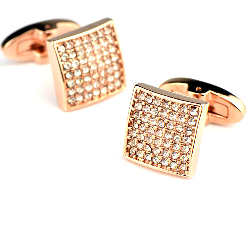 Full Diamond Precision White Diamond Cufflinks Rose Gold French Cufflinks - Minihomy