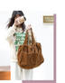 Ins Corduroy Shoulder Bags Drawstring Multi-pocket Handbag Women Underarm Bags - Minihomy