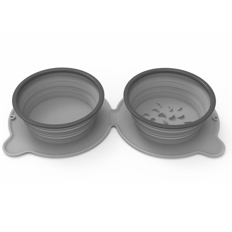 Portable Silicone Double Dog Food Bowls: Compact, Durable, and Travel-Friendly - Minihomy