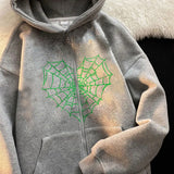 Hoodie Printed  Jacket Fleece Zip Sweatshirt - Minihomy