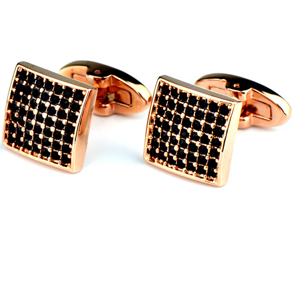 Full Diamond Precision White Diamond Cufflinks Rose Gold French Cufflinks - Minihomy