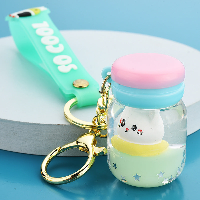 Floating Kitten Macaron Quicksand Keychain - Minihomy