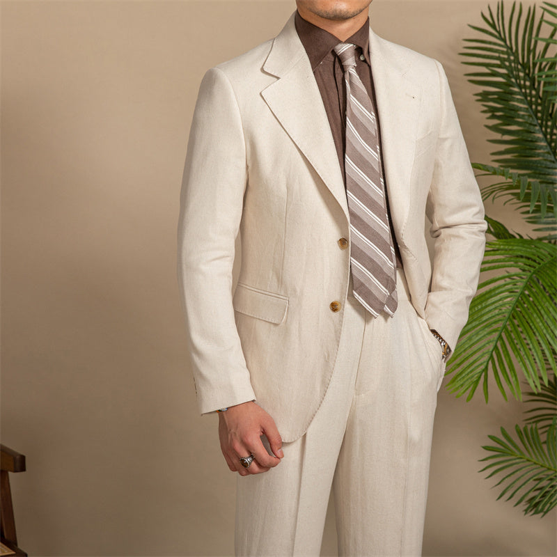 Hemp Texture Half Lined Slim Fit Men's Suit - Minihomy