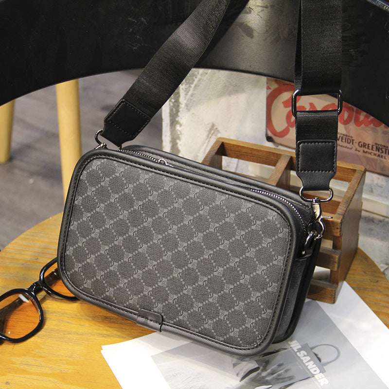 Plaid Fashion Shoulder Street Trendy Small Crossbody Bag Leisure Commute Small Square Men's Bag - Minihomy