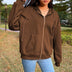 Brown Aesthetic Hoodies Women Zip Up Sweatshirt Hooded - Minihomy