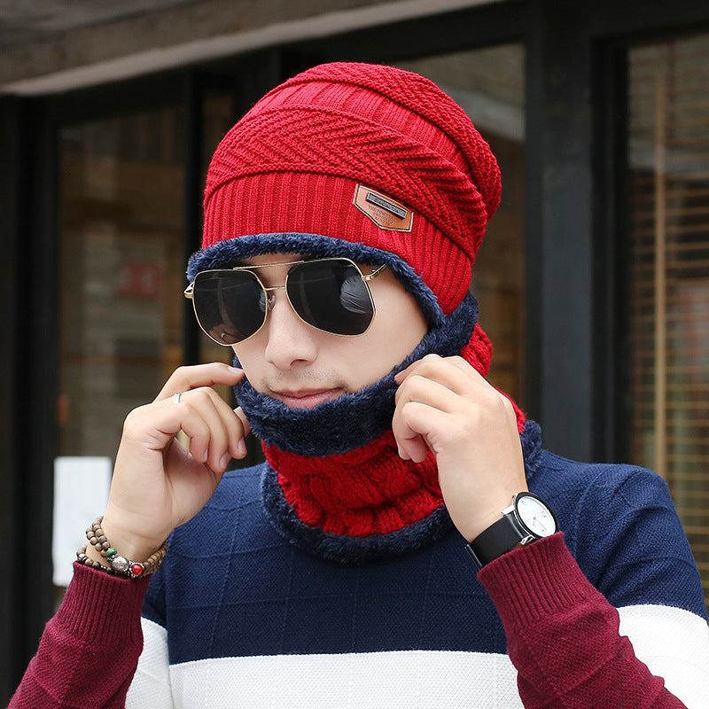 Men's Knitted Wool Hat Casual Warm Bib - Minihomy