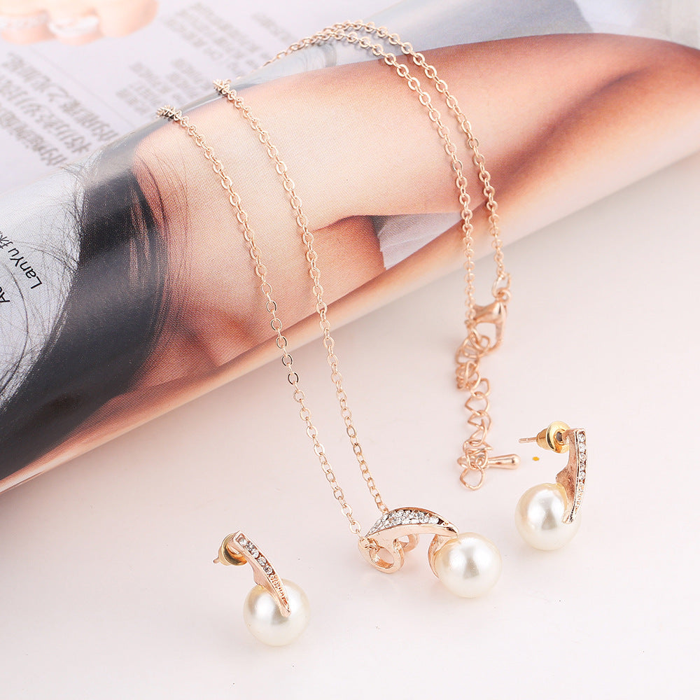 2-piece faux pearl necklace set - Minihomy