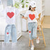 Girls White T-shirt Ripped Jeans Kids Suit - Minihomy