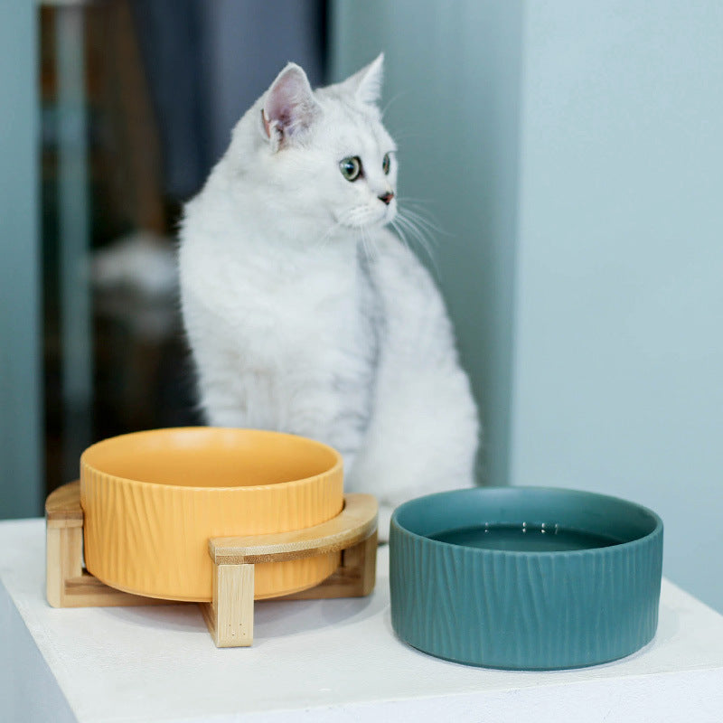 Ceramic Cat Food Bowl with Drinking Bowl for Cats - Minihomy