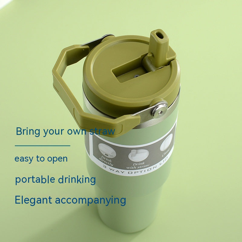 Portable Stainless Steel Travel Tumbler - Insulated Water Bottle with Handle Cover - Minihomy