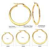 Fashion Simple Round Geometric Stainless Steel Love Heart Hoop Earrings - Minihomy