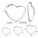 Fashion Simple Round Geometric Stainless Steel Love Heart Hoop Earrings - Minihomy