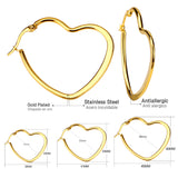 Fashion Simple Round Geometric Stainless Steel Love Heart Hoop Earrings - Minihomy