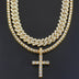 Cross 4.0mm Diamond Studded Single Row Necklace - Minihomy