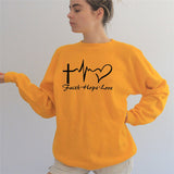 FAITH HOPE LOVE Print Sweatshirt Clothes O-neck Sweatshirt hoodies Women - Minihomy