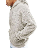 Mens Warm Hoodie Fluffy Fleece Hooded Winter Sweatshirts Casual Long Sleeveless Sweatshirt - Minihomy