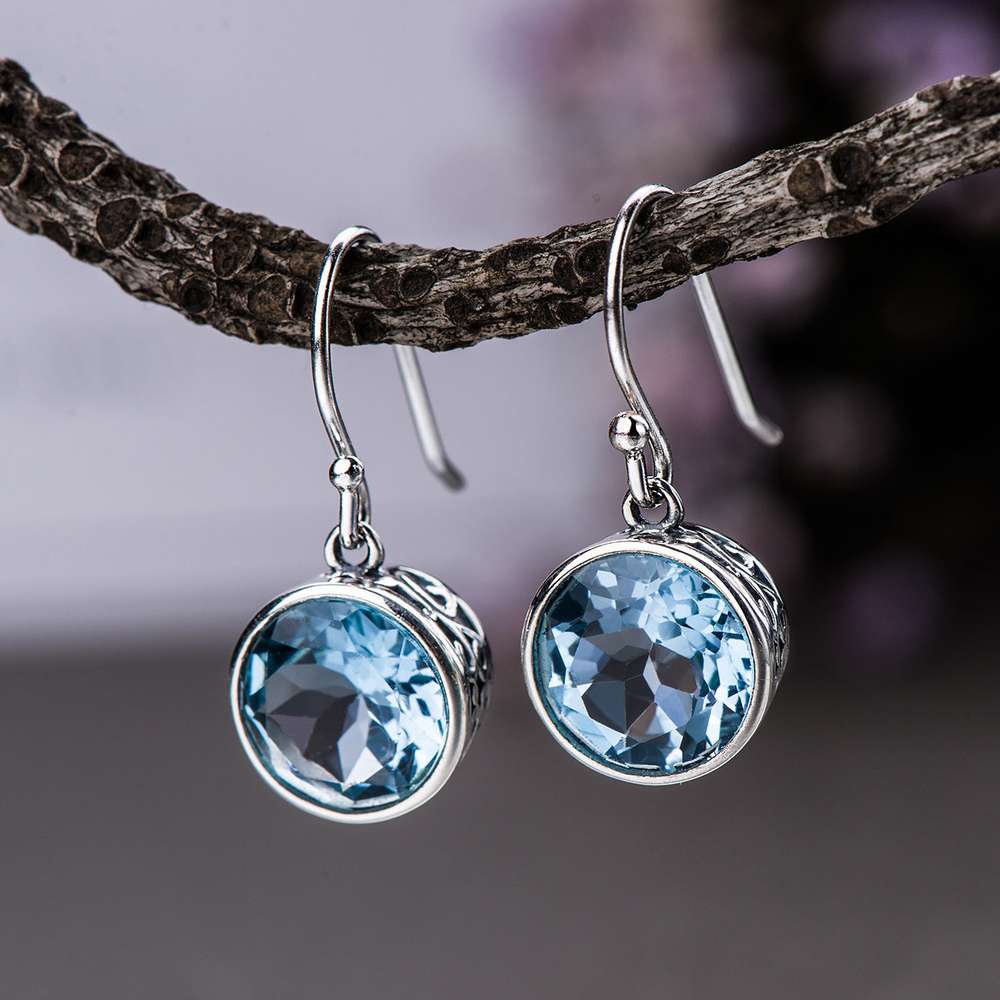 Crystal Square Sea Blue Simple Earrings - Minihomy