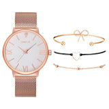 4pcs/Set Dress Women Rose Gold Watches Luxury Ladies Wrist Watch Female Quartz Clock Bracelet - Minihomy