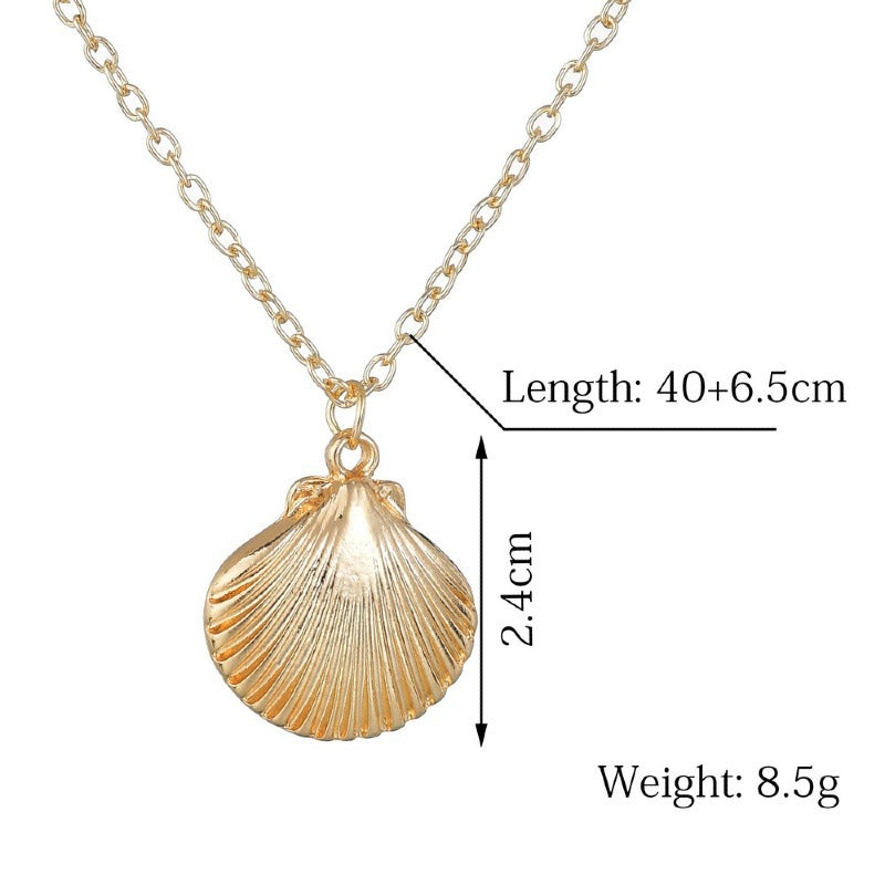 Marine Life Scallop Conch Shell Pendant Necklace - Minihomy