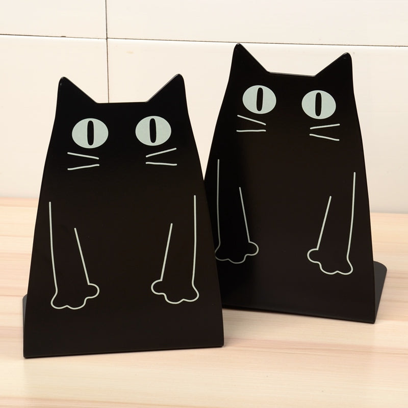 2Pcs Desk Book Shelf Bracket Metal Bookcase Iron Cute Animal Cat Book Stand - Minihomy