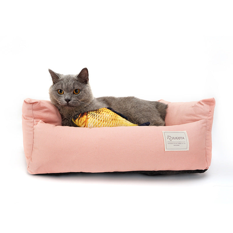 Pet Sofa Dog Bed Waterproof Bottom Soft Fleece Warm Cat Bed House - Minihomy