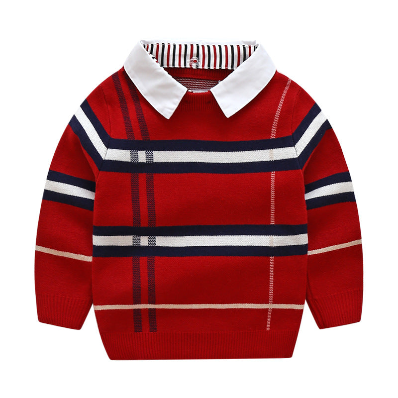 Boys plaid jacquard sweater - Minihomy