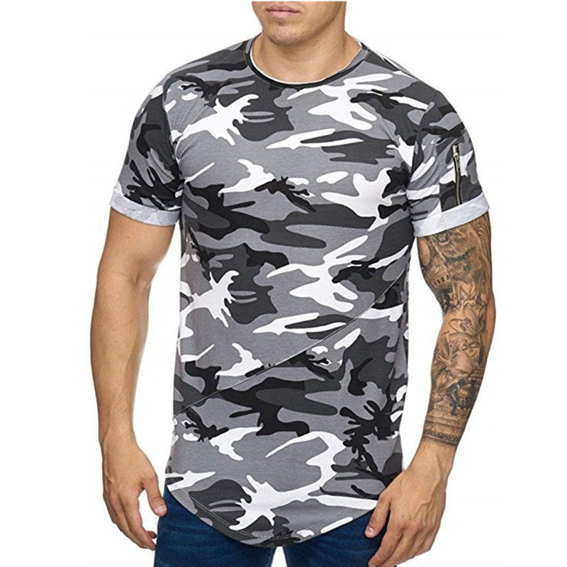 Men's T-shirt Camouflage Gradient Printing Casual Men's Short Sleeve T-shirt - Minihomy