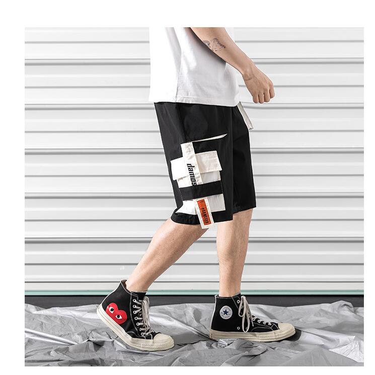 Hip hop shorts mens black casual street wear elastic shorts - Minihomy