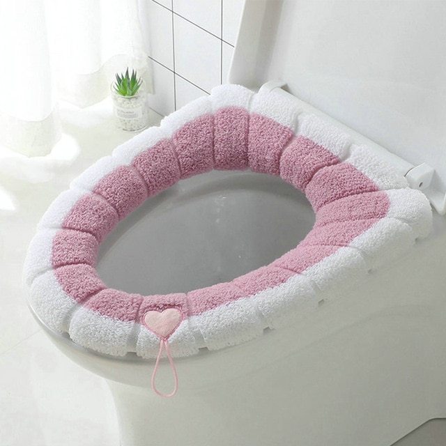 Soft Thickened Toilet Seat Cushion - Nordic Style, Washable, Set of 2, for Bathroom Pedestals