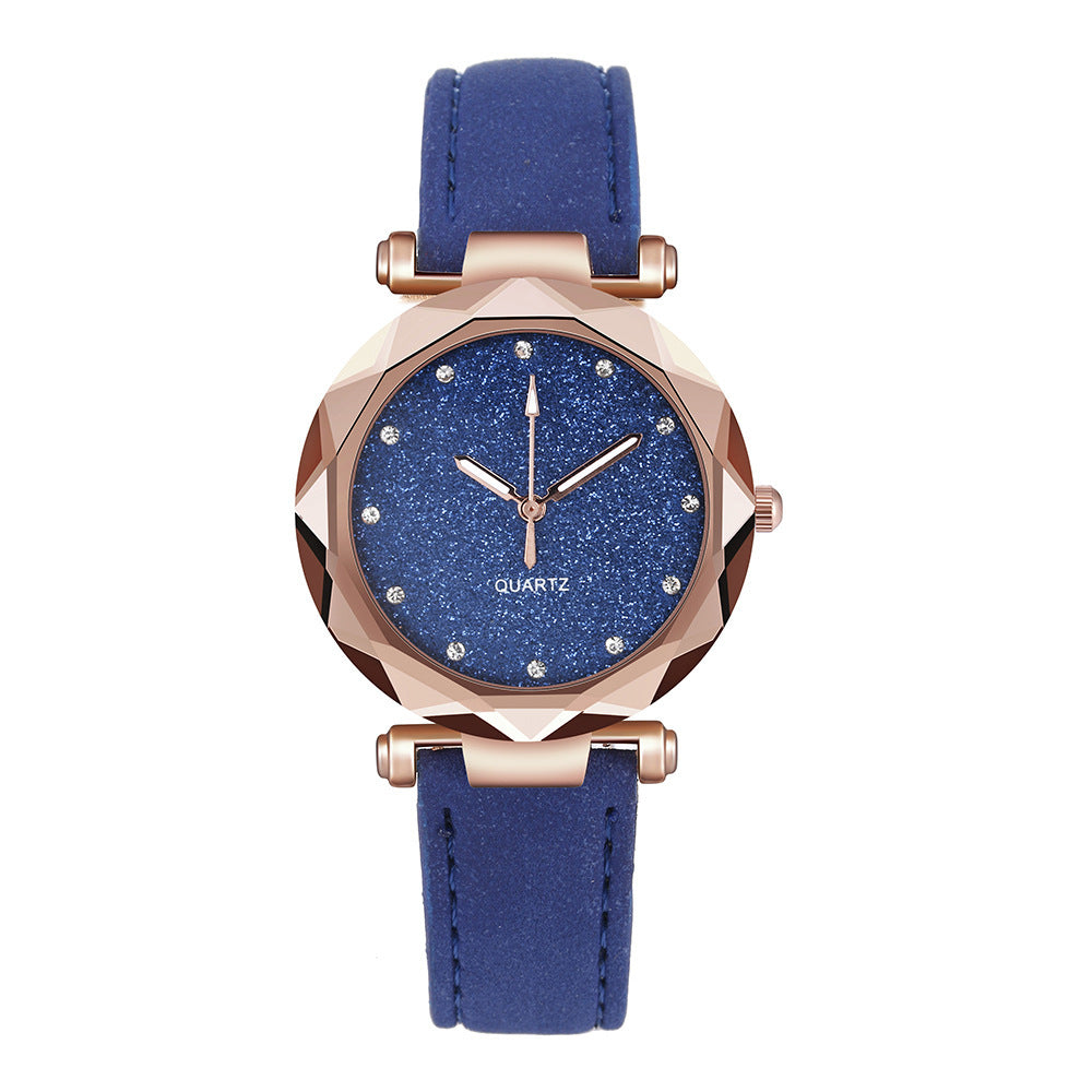 Casual Women Romantic Starry Sky Wrist Watch Leather Rhinestone Designer Ladies Clock - Minihomy