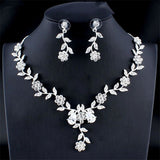 Golden Zircon Jewelry Set Bridal Necklace Earrings Wedding Two-piece Set - Minihomy