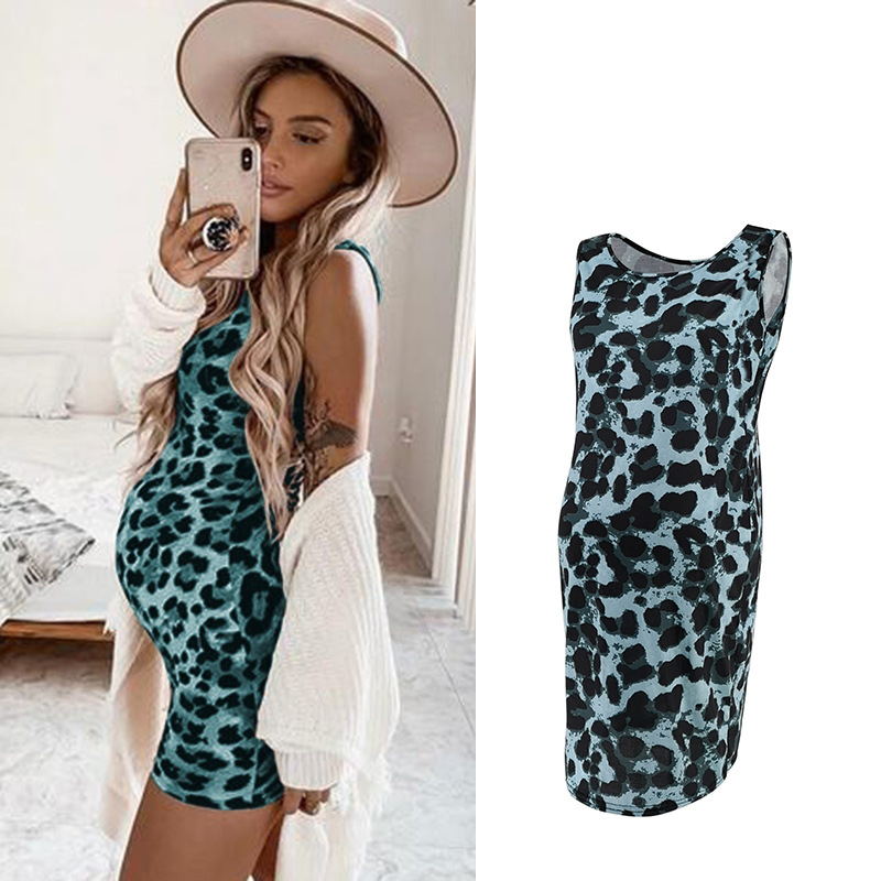 Leopard Dress Summer Sleeveless Pregnant Women - Minihomy