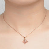 Love Heart-shaped Powder Crystal Pendant Necklace Plated 925 - Minihomy