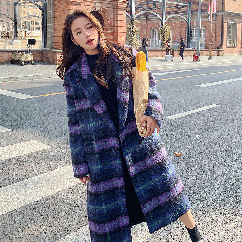 Women's Retro Plaid Wool Coat - Vintage Style