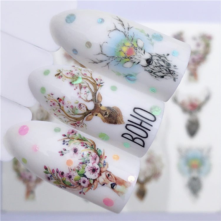 Nail Art Sticker Beautiful Cute Cat Elk Christmas - Minihomy