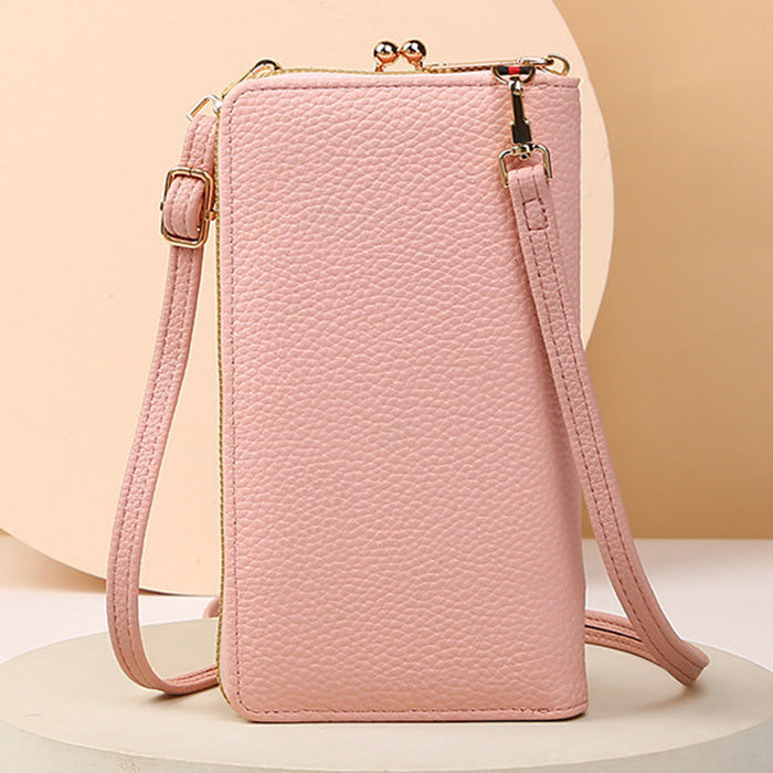 Flower Embroidery Phone Bag With Lock Buckle Outdoor Long Wallet Fashion Shoulder And Crossbody Bags - Minihomy