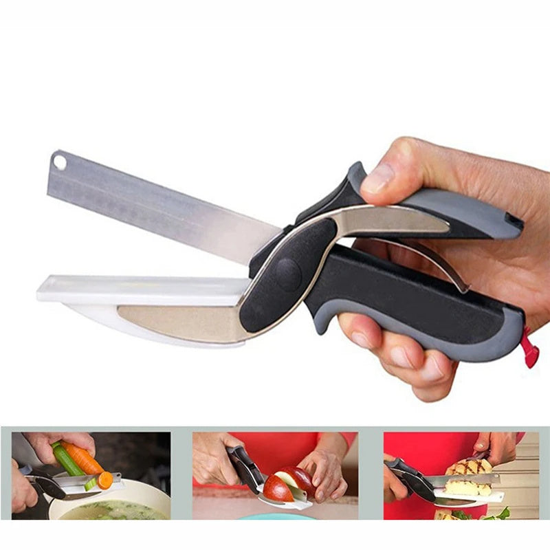 Kitchen Gadget Scissors 2-in-1 Functional Smart Chopping Knife Food Scissors Vegetable Scissors A Good Helper In The Kitchen - Minihomy