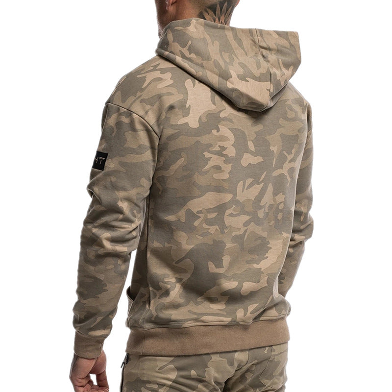 Men's Camouflage Hoodie Sportswear Gym Fitness Pullover - Minihomy