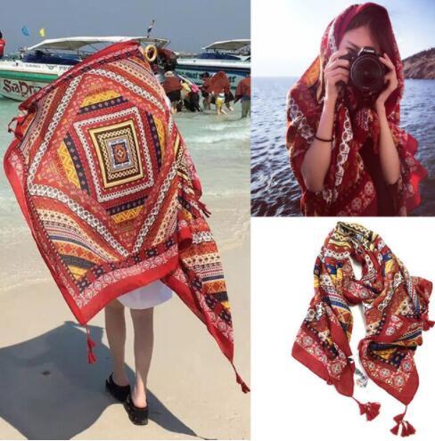 Bohemian Linen Shawl Wrap - Indian Hippie Beach Scarf