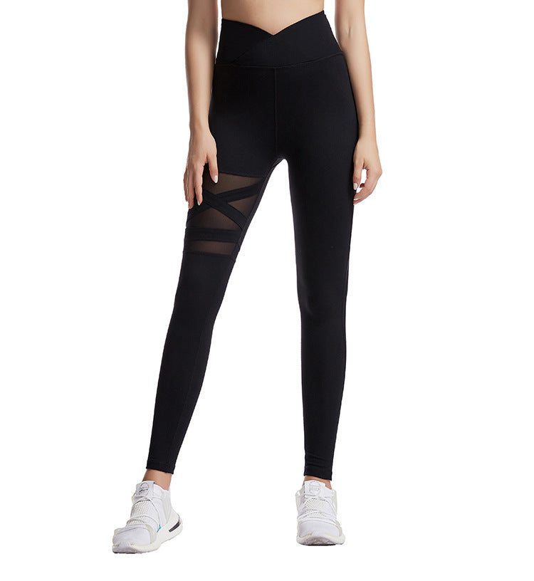 Gym Leggings Cross High Waist Yoga Pants - Minihomy